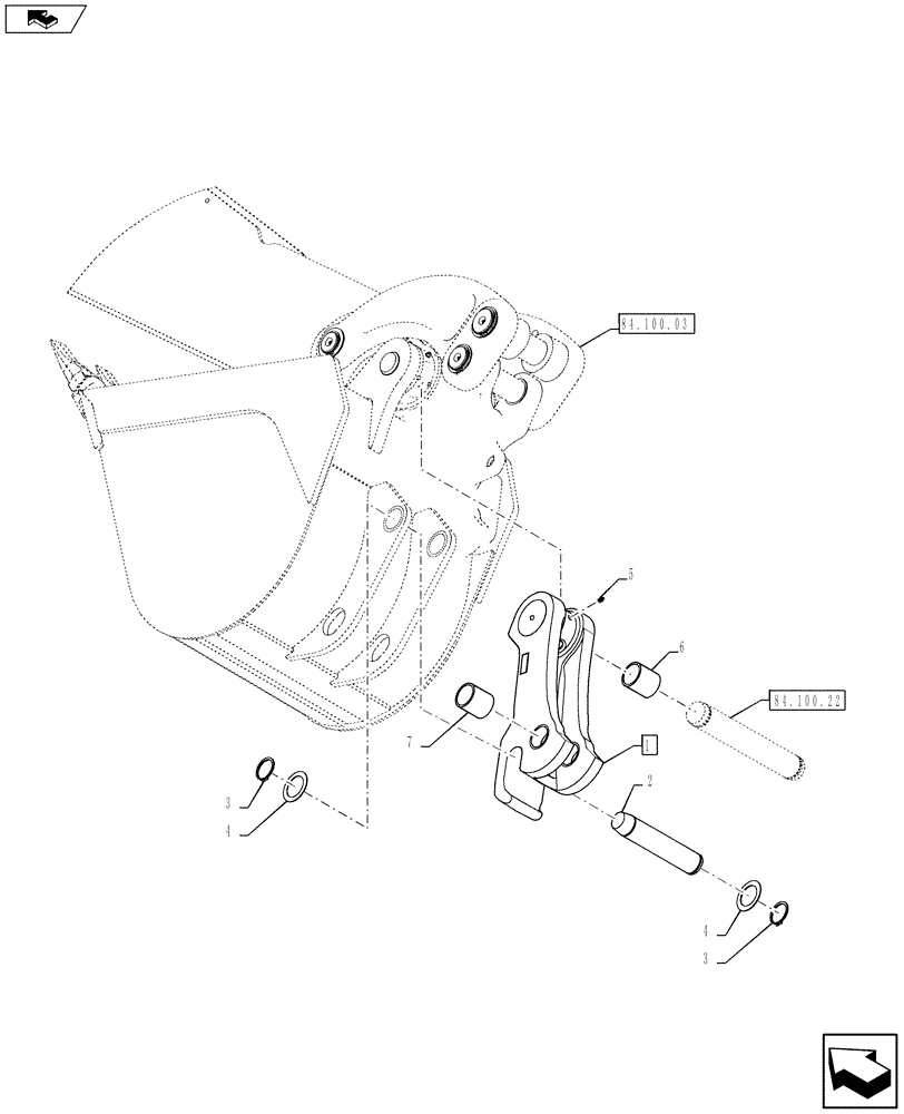 Схема запчастей Case 590SN - (84.100.2104) - BACKHOE BUCKET, MECH. COUPLER, STANDARD DIPPER (84) - BOOMS, DIPPERS & BUCKETS