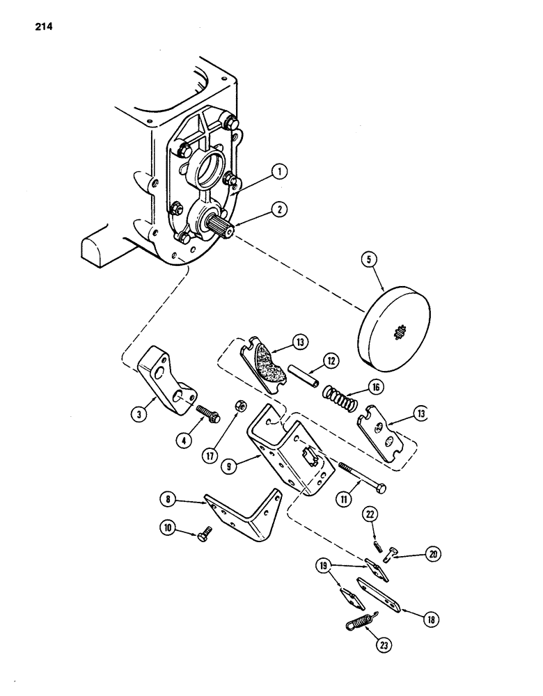 Схема запчастей Case 480D - (214) - TRANSAXLE PARK BRAKE, TRANSMISSION S/N 16270319 AND AFTER (33) - BRAKES & CONTROLS