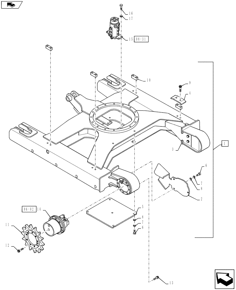 Схема запчастей Case CX25 - (05-01[00]) - UNDERCARRIAGE (11) - TRACKS/STEERING