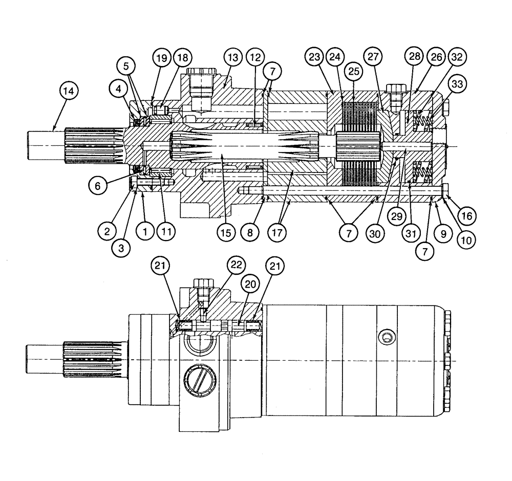 Схема запчастей Case 1825 - (6-10) - HYDRAULIC DRIVE MOTOR WITH BRAKES 135857A1, EUROPEAN MODELS, P.I.N. JAF0140357 AND AFTER (06) - POWER TRAIN