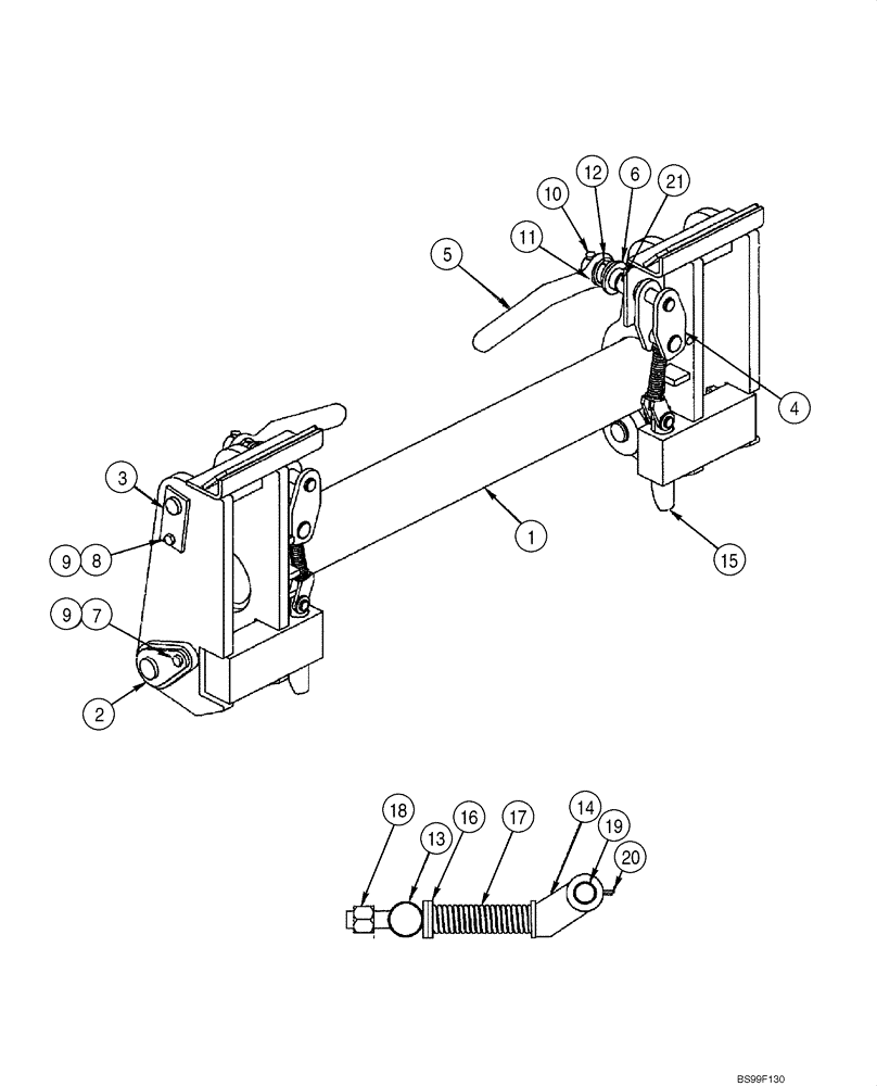 Схема запчастей Case 1845C - (09-07) - CASE COUPLER - SIDE LEVER (ITALIAN) (09) - CHASSIS/ATTACHMENTS