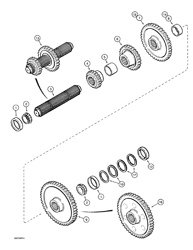 Схема запчастей Case 580SK - (6-68) - TRANSAXLE ASSEMBLY, TRANSAXLE INTERMEDIATE SHAFT (06) - POWER TRAIN