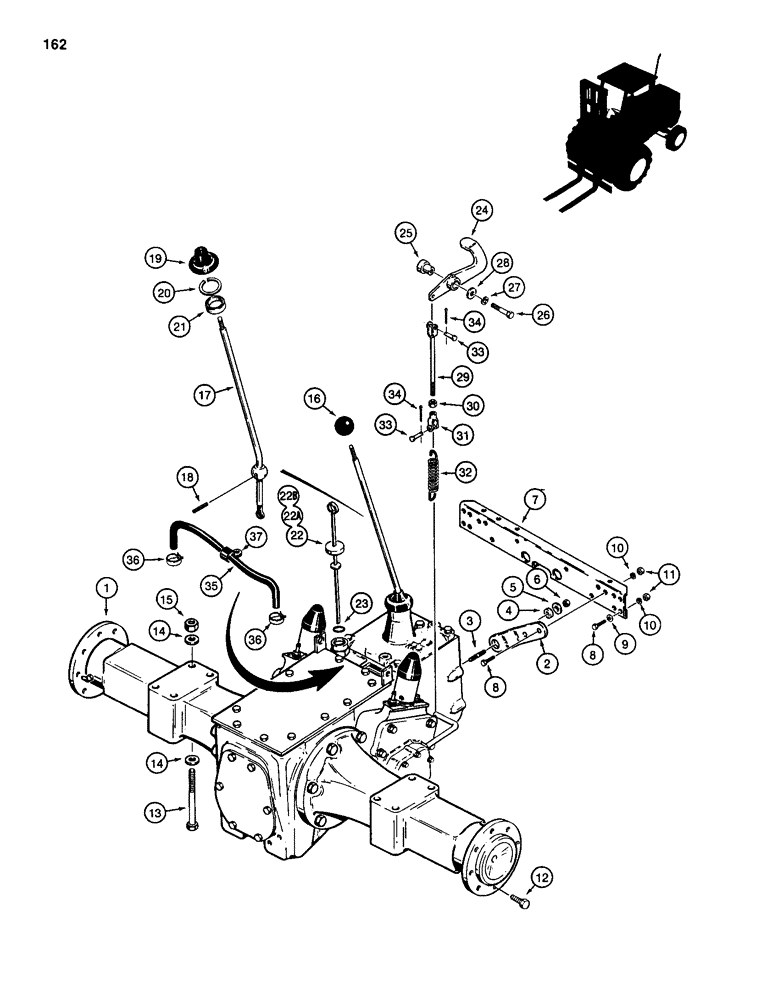 Схема запчастей Case 584D - (162) - TRANSAXLE AND DIFFERENTIAL LOCK, TWO WHEEL DRIVE MODELS TRANSAXLE S/N 16270319 AND AFTER (27) - REAR AXLE SYSTEM