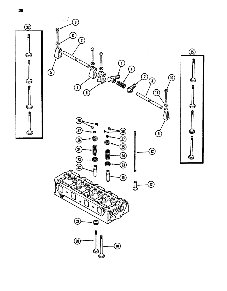 Схема запчастей Case 480LL - (038) - VALVE MECHANISM, 188 DIESEL ENGINE (10) - ENGINE