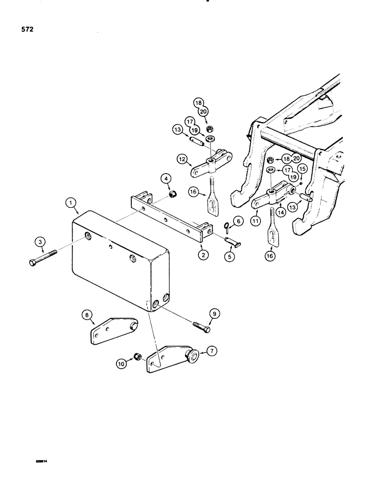 Схема запчастей Case 580SE - (572) - REAR COUNTERWEIGHT (09) - CHASSIS/ATTACHMENTS