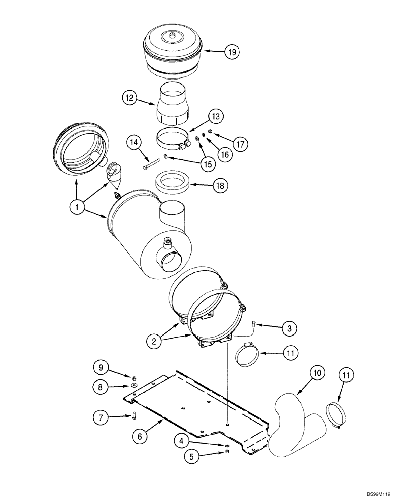 Схема запчастей Case 1150H_IND - (02-06) - AIR CLEANER - MOUNTING (02) - ENGINE