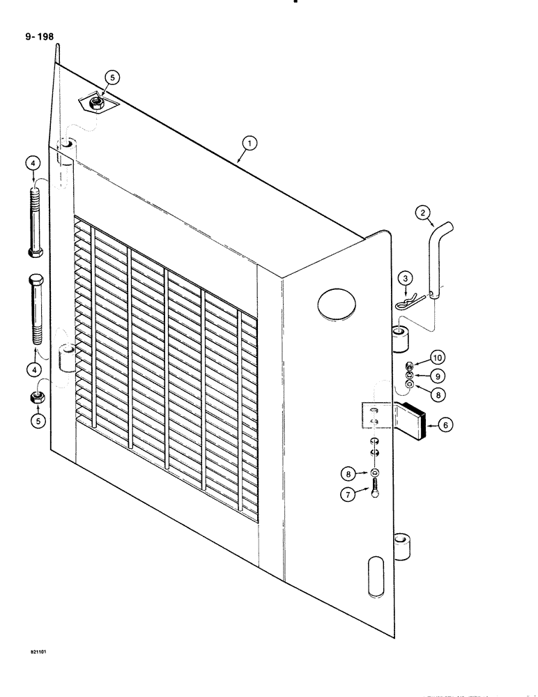 Схема запчастей Case 1835B - (9-198) - REAR DOOR (09) - CHASSIS/ATTACHMENTS