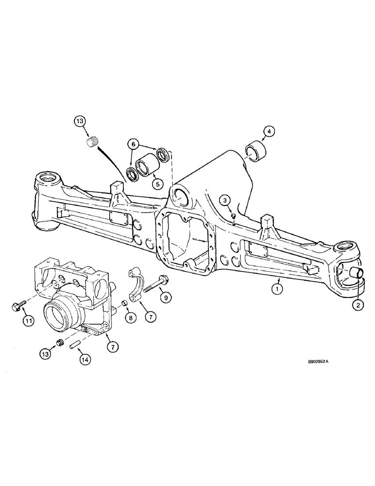 Схема запчастей Case 590 - (6-34) - FRONT DRIVE AXLE, AXLE HOUSING (06) - POWER TRAIN