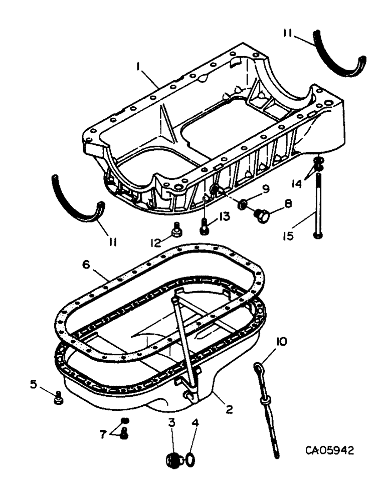 Схема запчастей Case 4155 - (12-08) - POWER, CRANKCASE AND OIL PAN (04) - Drive Train