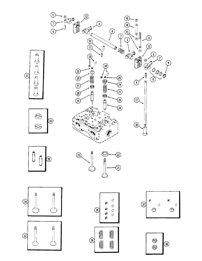 Схема запчастей Case 680CK - (014) - VALVE MECHANISM, (301B) DIESEL ENGINE (10) - ENGINE