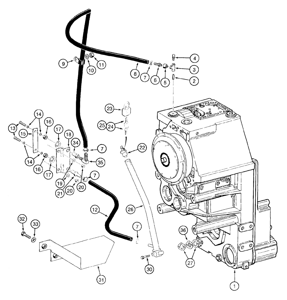 Схема запчастей Case 921B - (6-004) - TRANSMISSION FILL TUBE MOUNTING AND SIGHT GAUGE (06) - POWER TRAIN