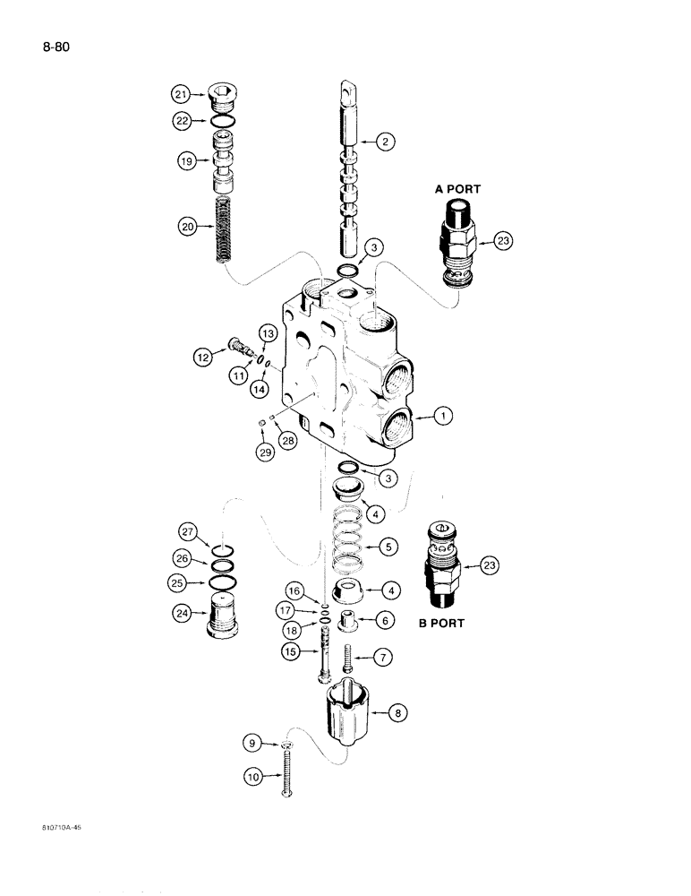 Схема запчастей Case 780D - (8-080) - BACKHOE CONTROL VALVE, DIPPER AND BUCKET SECTION (08) - HYDRAULICS