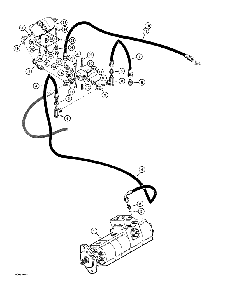 Схема запчастей Case W36 - (8-446) - REMOTE LOADER CONTROL CIRCUIT, PUMP TO CONTROL VALVE WITH REMOTE HYDRAULICS (08) - HYDRAULICS