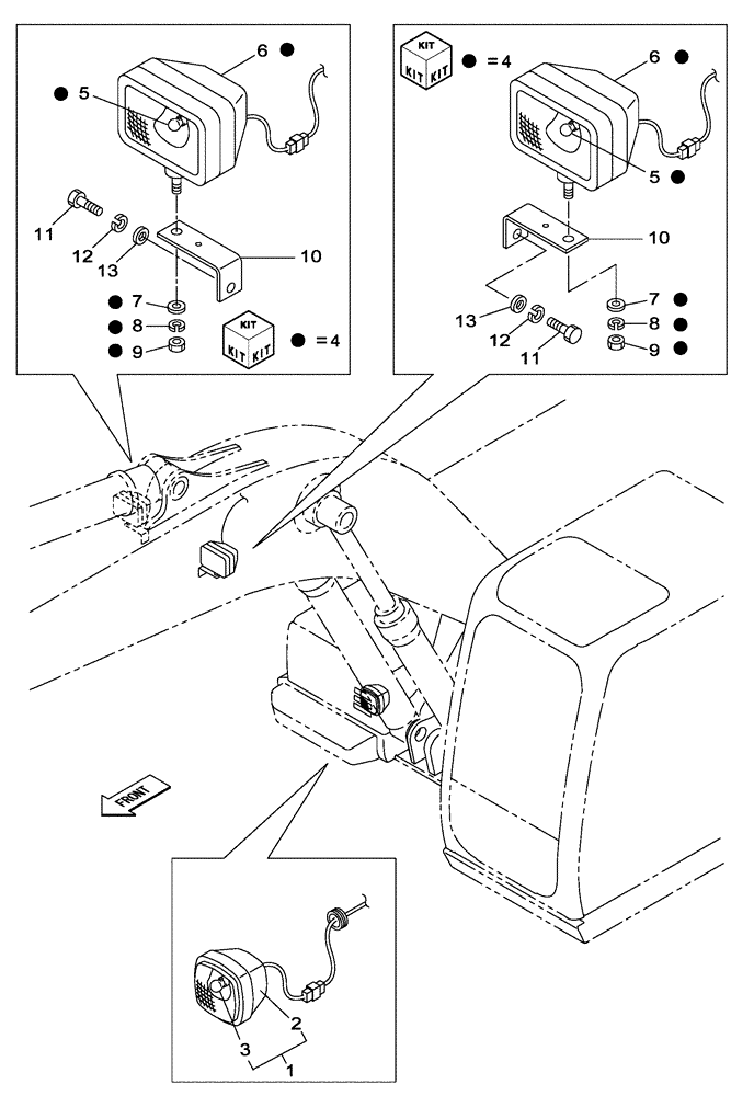 Схема запчастей Case CX470C - (04-007-00[01]) - LAMP, WORK (06) - ELECTRICAL SYSTEMS