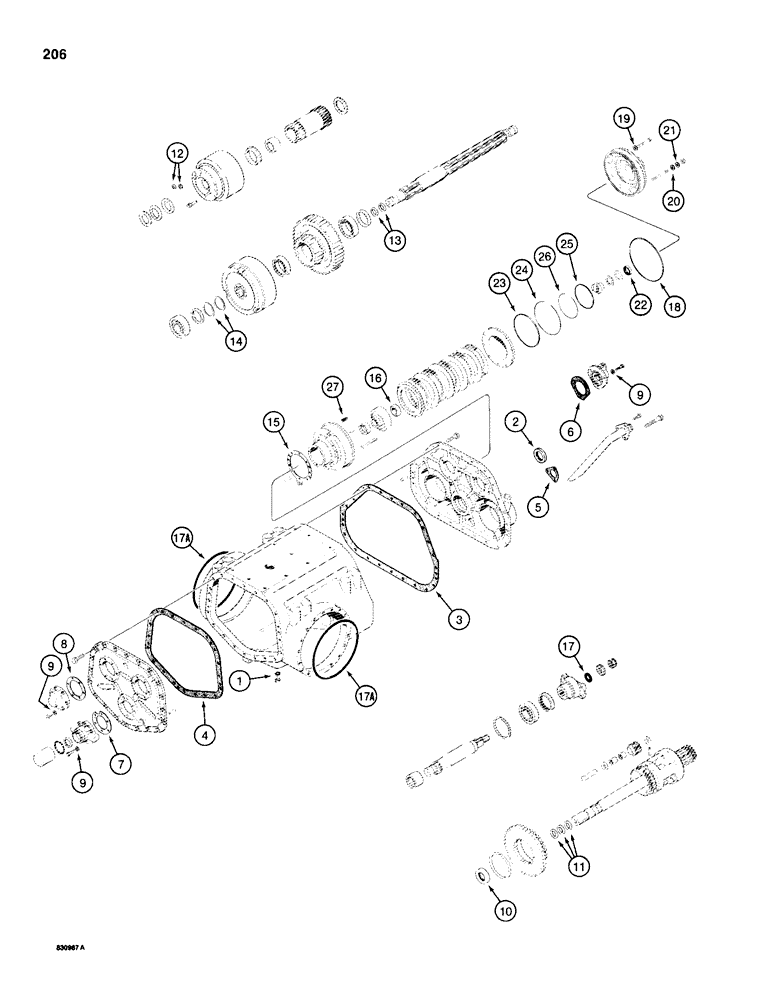 Схема запчастей Case 1150D - (206) - TRANSMISSION SEAL KITS, HOUSING, COVERS, AND BRAKES (06) - POWER TRAIN