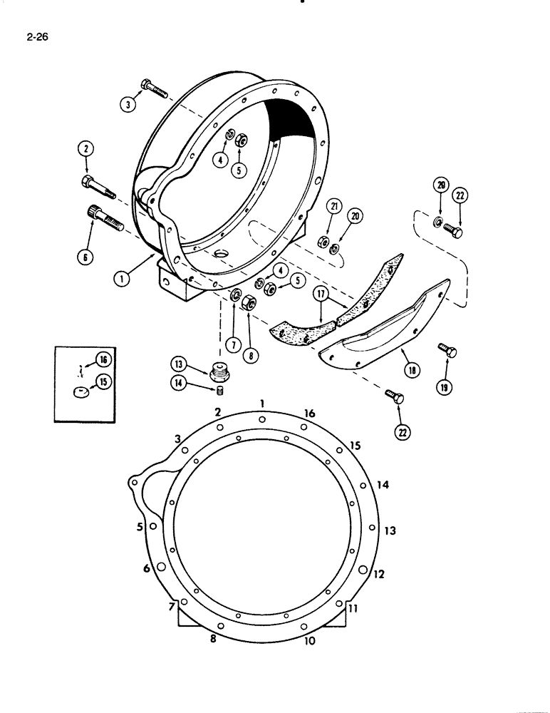 Схема запчастей Case W20C - (2-26) - FLYWHEEL HOUSING, 504BD AND 504BDT ENGINE (02) - ENGINE