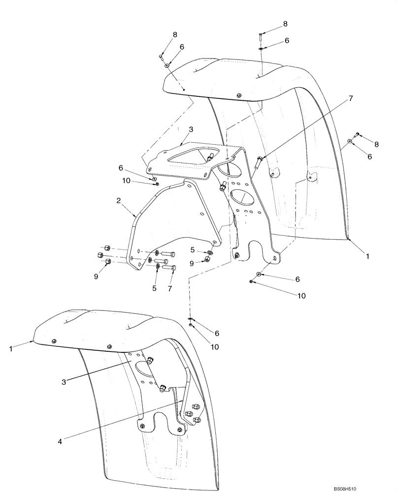 Схема запчастей Case 921E - (09-34) - FENDERS, FRONT - P.I.N. N8F203764 AND AFTER (09) - CHASSIS