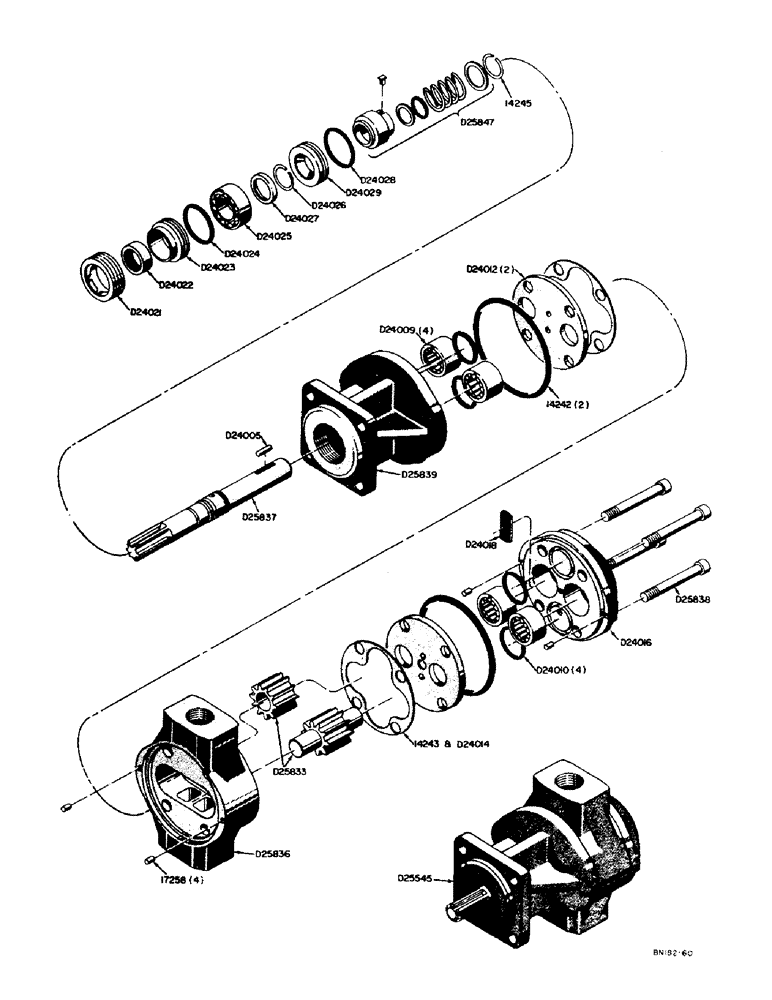 Схема запчастей Case 31 - (086) - D25545 HYDRAULIC PUMP (19 G.P.M.) WHEEL TRACTOR 