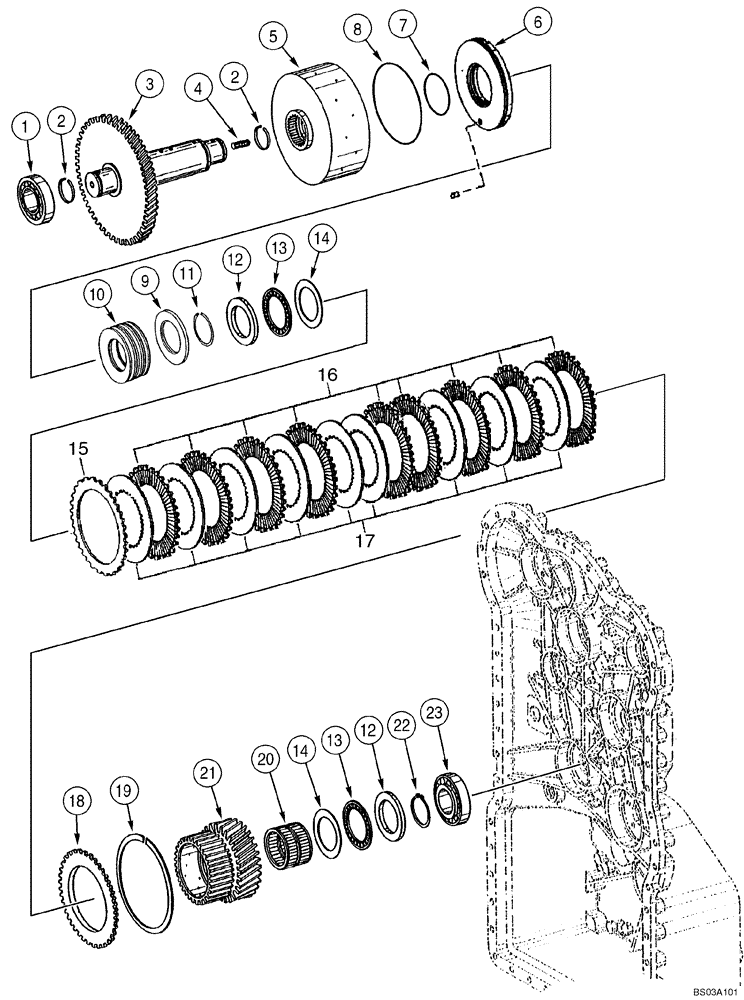 Схема запчастей Case 721D - (06-08) - TRANSMISSION - CLUTCH ASSY, FIRST (06) - POWER TRAIN