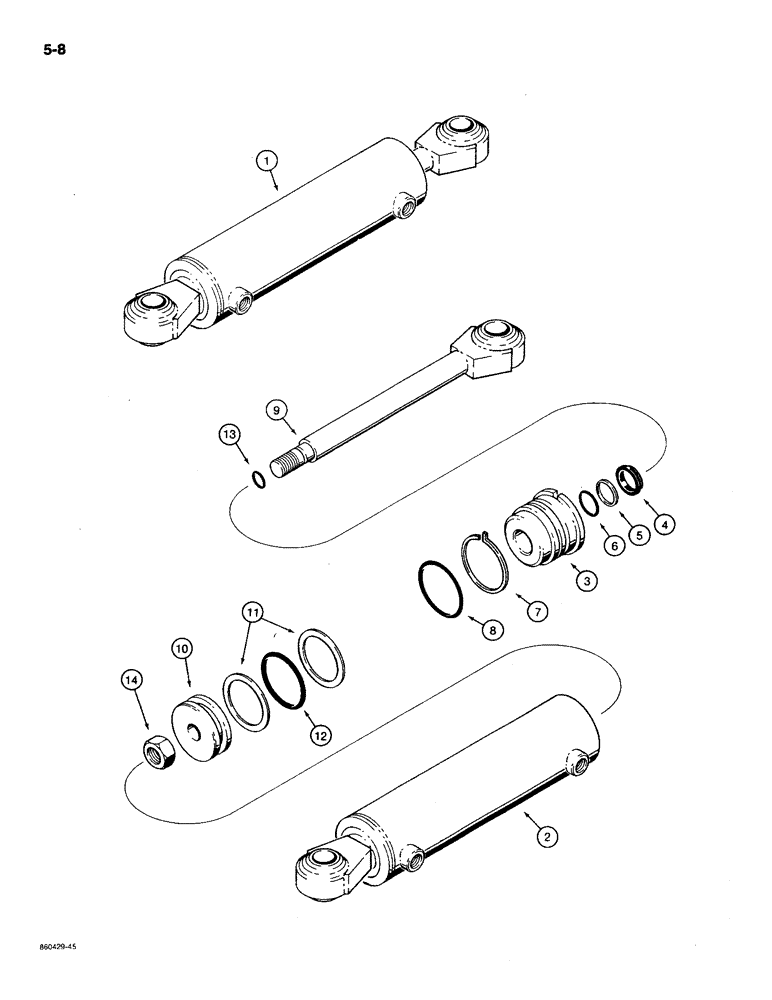 Схема запчастей Case MAXI-SNEAKER C - (5-08) - STEERING CYLINDER (05) - STEERING