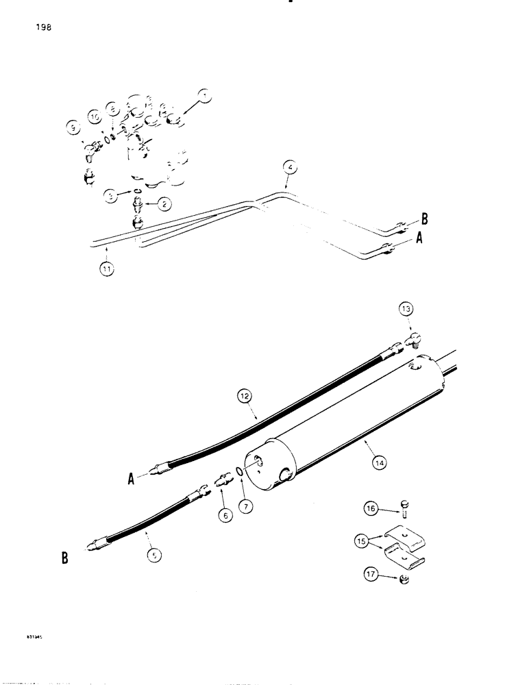 Схема запчастей Case SD100 - (198) - TRENCHER BOOM LIFT HYDRAULIC CIRCUIT (35) - HYDRAULIC SYSTEMS