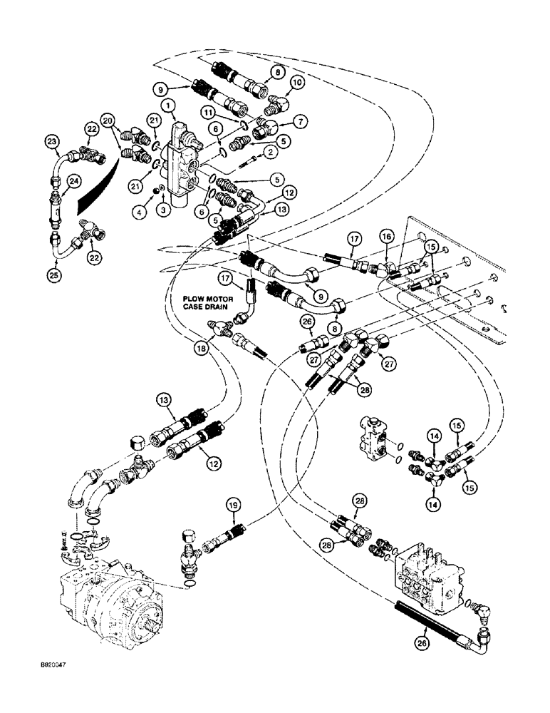 Схема запчастей Case 860 - (8-076) - STANDARD QUAD HYDRAULIC CIRCUIT (08) - HYDRAULICS