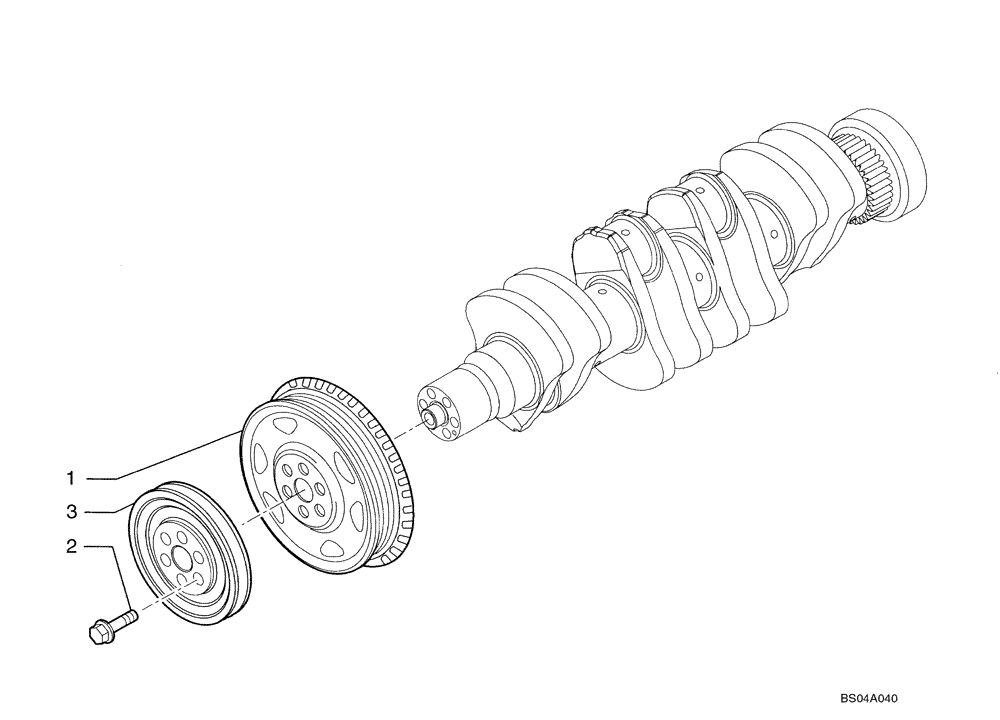 Схема запчастей Case 590SM - (02-26) - PULLEY - CRANKSHAFT (02) - ENGINE