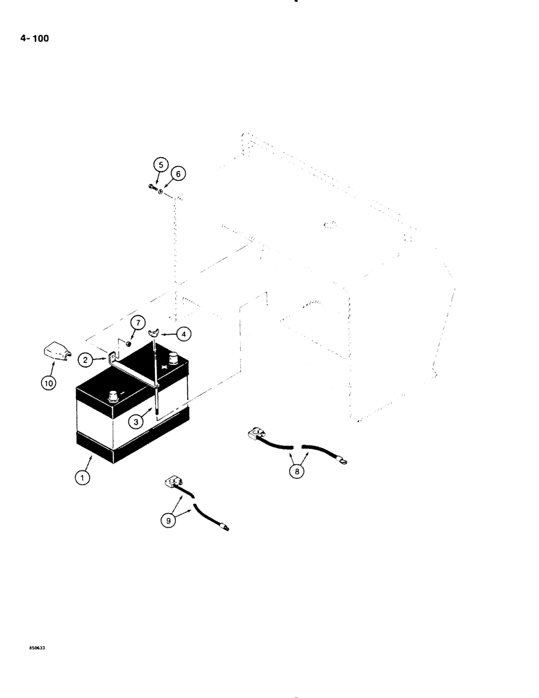 Схема запчастей Case DH4B - (4-100) - BATTERY, MOUNTING, AND CABLES (04) - ELECTRICAL SYSTEMS