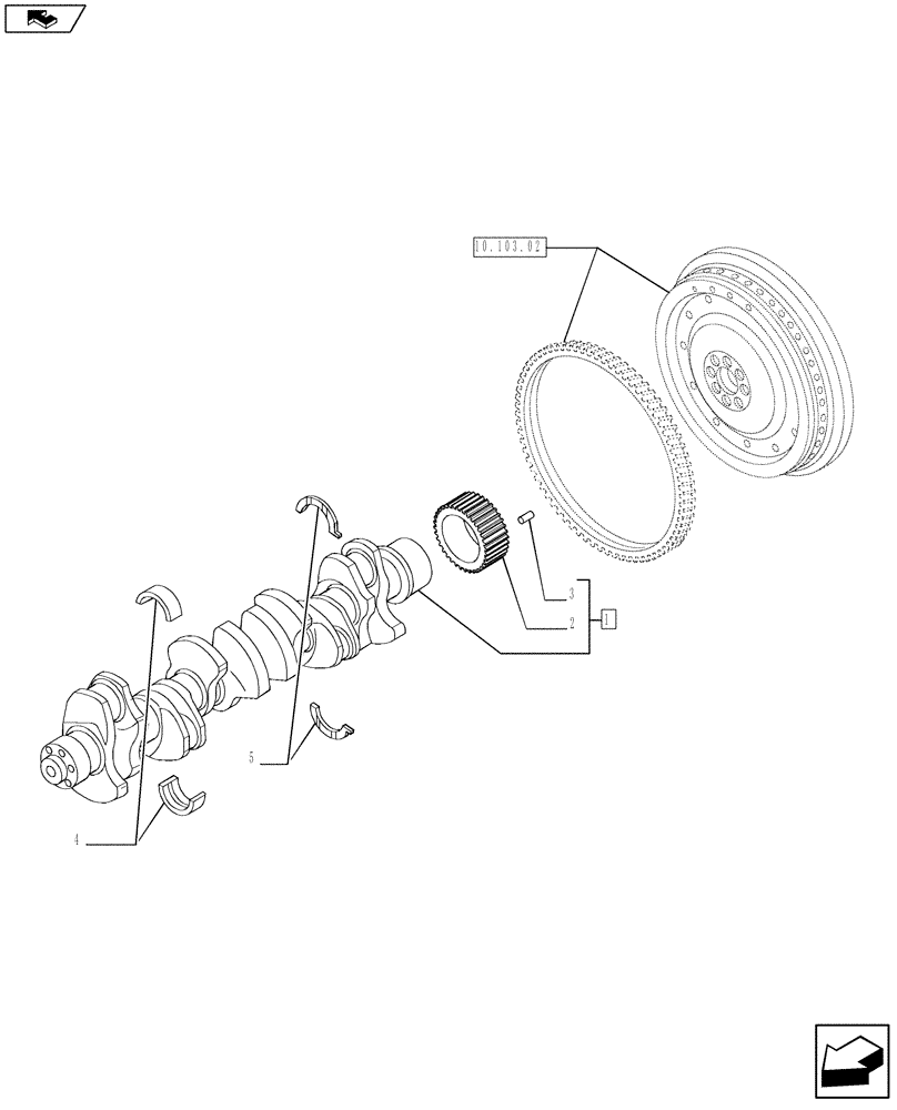 Схема запчастей Case F2CFE614A A013 - (10.103.01) - CRANKSHAFT & RELATED PARTS (504385236) (01) - ENGINE