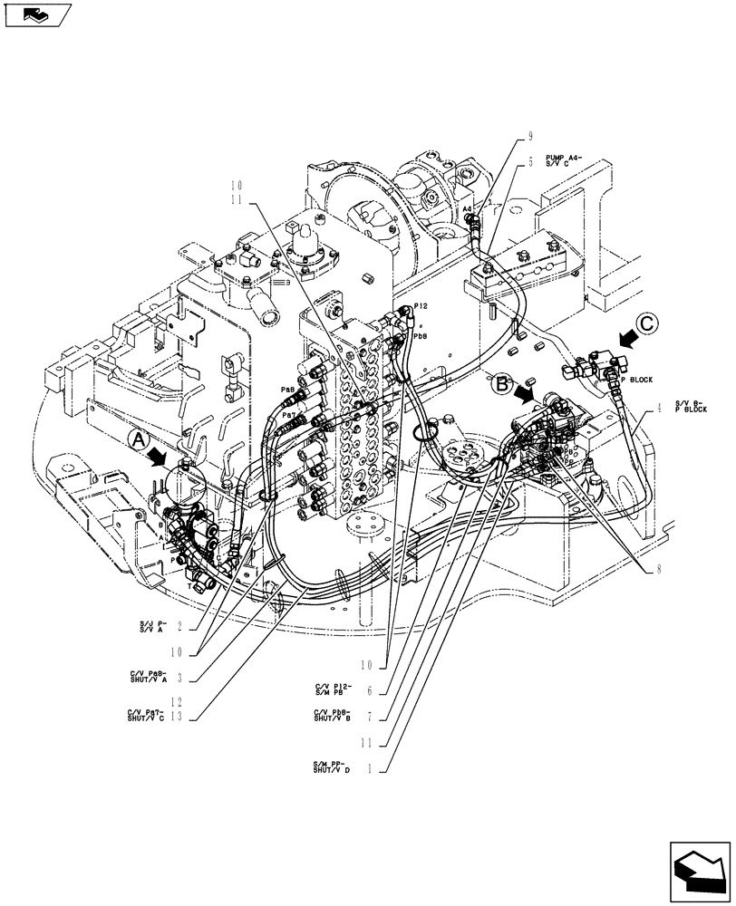 Схема запчастей Case CX55BMSR - (01-033[01]) - CONTROL LINES, VALVE (CANOPY) (35) - HYDRAULIC SYSTEMS