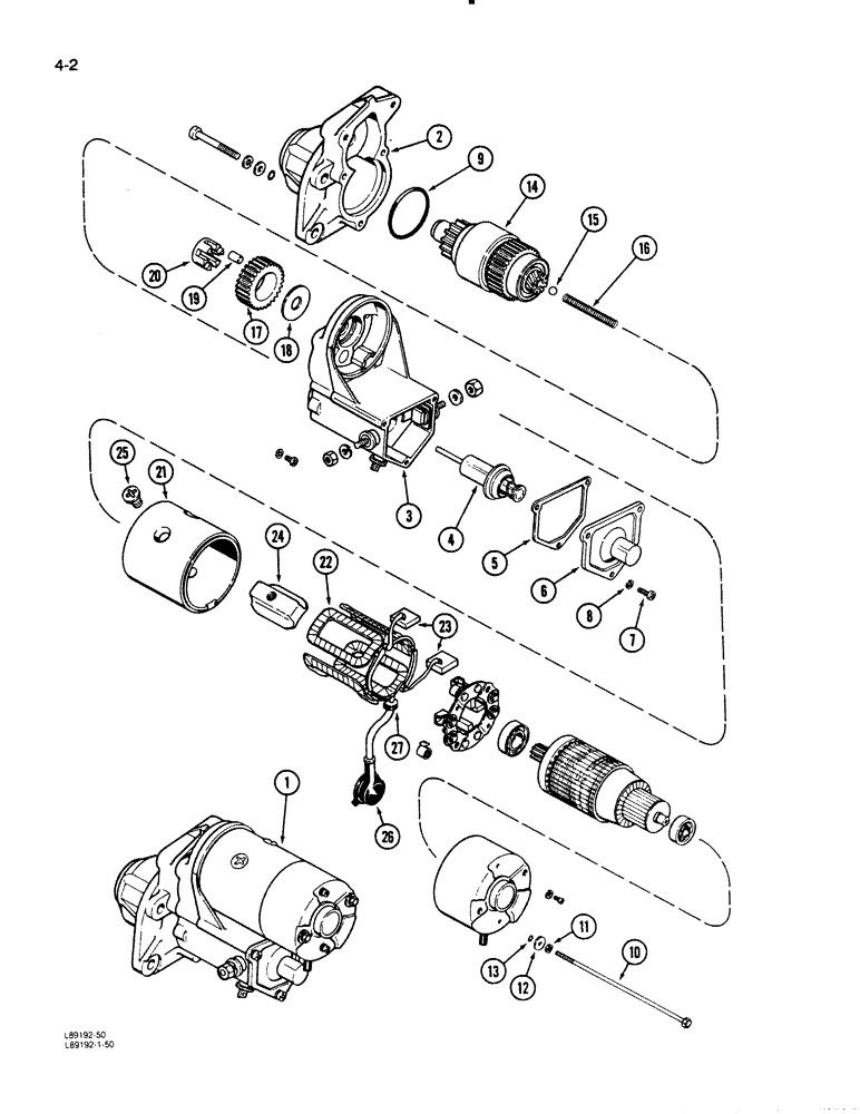 Схема запчастей Case W11B - (4-002) - STARTER (04) - ELECTRICAL SYSTEMS