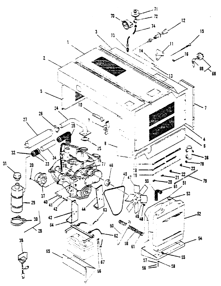 Схема запчастей Case 1000 - (17A) - CASE 207 ENGINE - HOOD - MUFFLER - RADIATOR 