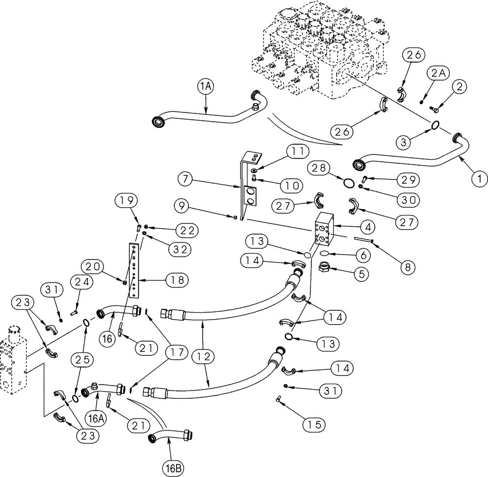 Схема запчастей Case 921C - (08-05) - HYDRAULICS - LOADER VALVE TO BYPASS VALVE (08) - HYDRAULICS