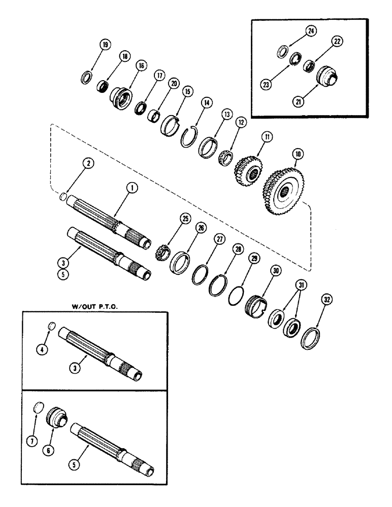 Схема запчастей Case 580 - (110) - TRANSMISSION MAINSHAFT (21) - TRANSMISSION