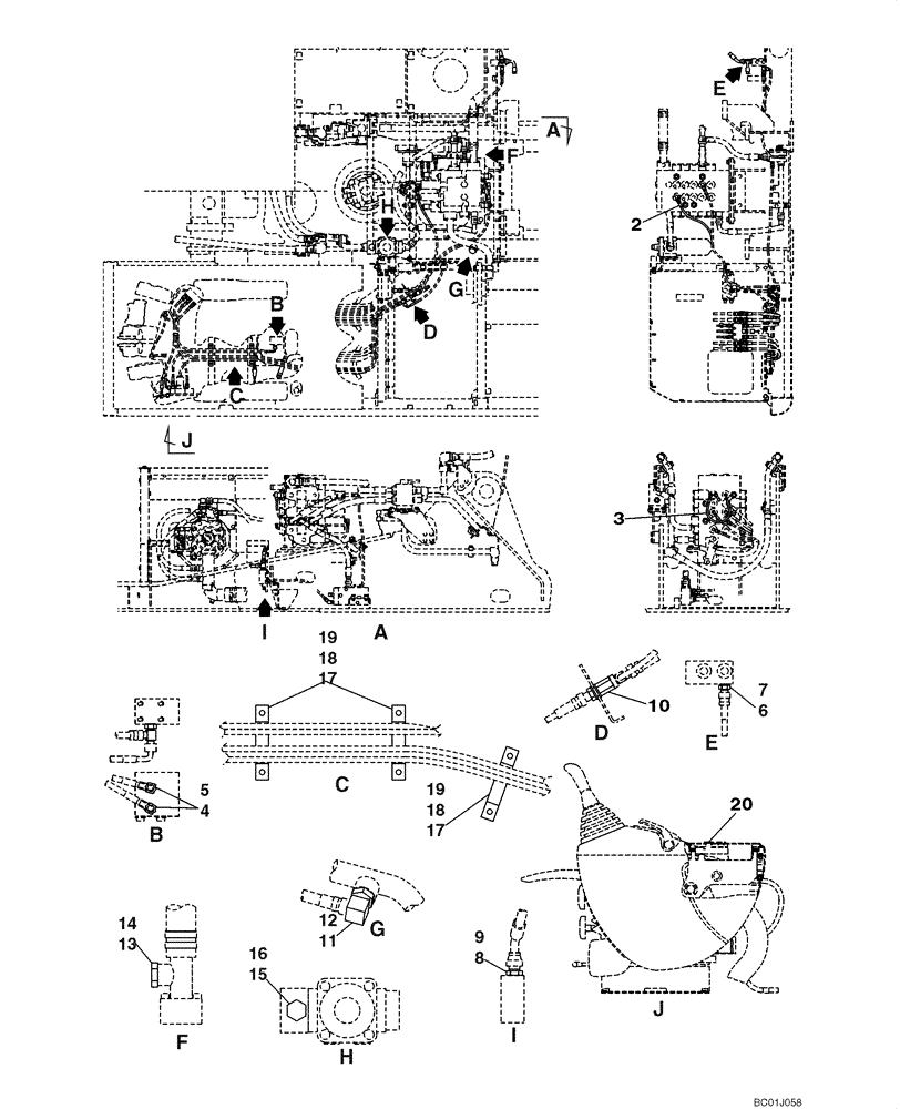 Схема запчастей Case CX290 - (08-51) - HYDRAULICS - SINGLE ACTING CIRCUIT/HAMMER (08) - HYDRAULICS