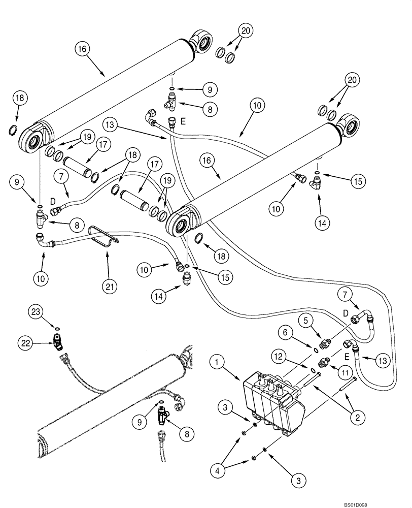 Схема запчастей Case 586G - (08-04) - HYDRAULICS - FORKLIFT TILT (08) - HYDRAULICS