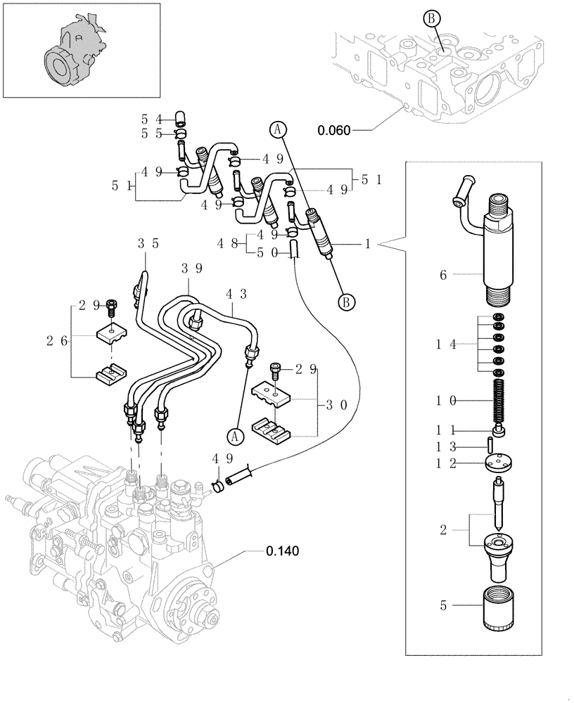 Схема запчастей Case CX22B - (0.149[01]) - FUEL INJECTION VALVE - PIPING (10) - ENGINE