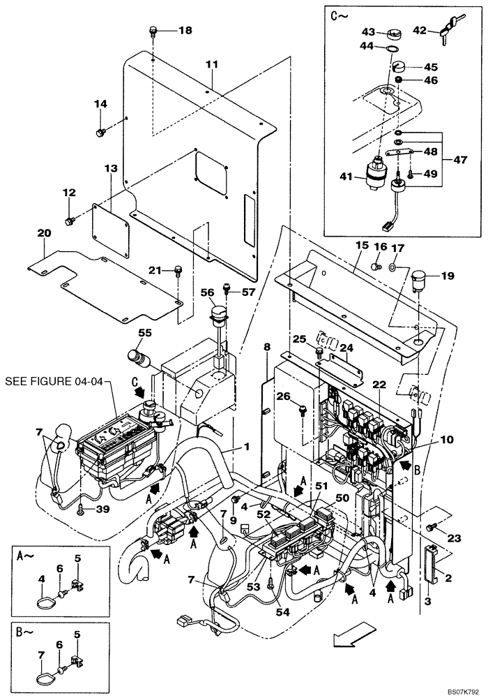 Схема запчастей Case CX135SR - (04-03) - ELECTRICAL COMPONENTS & HARNESS, CAB (04) - ELECTRICAL SYSTEMS