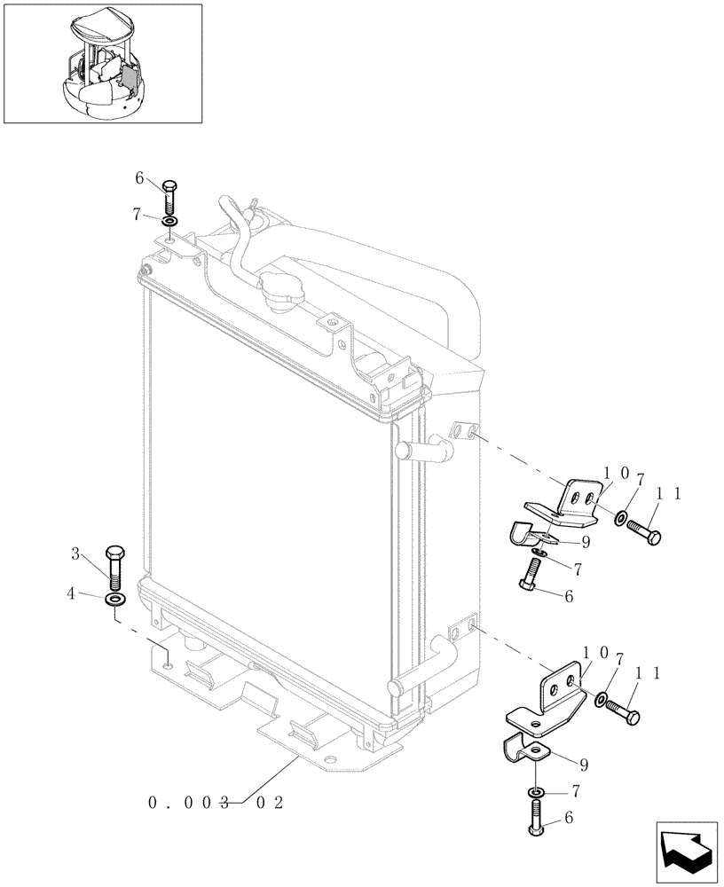 Схема запчастей Case CX31B - (0.003[01]) - RADIATOR - INSTAL (10) - ENGINE