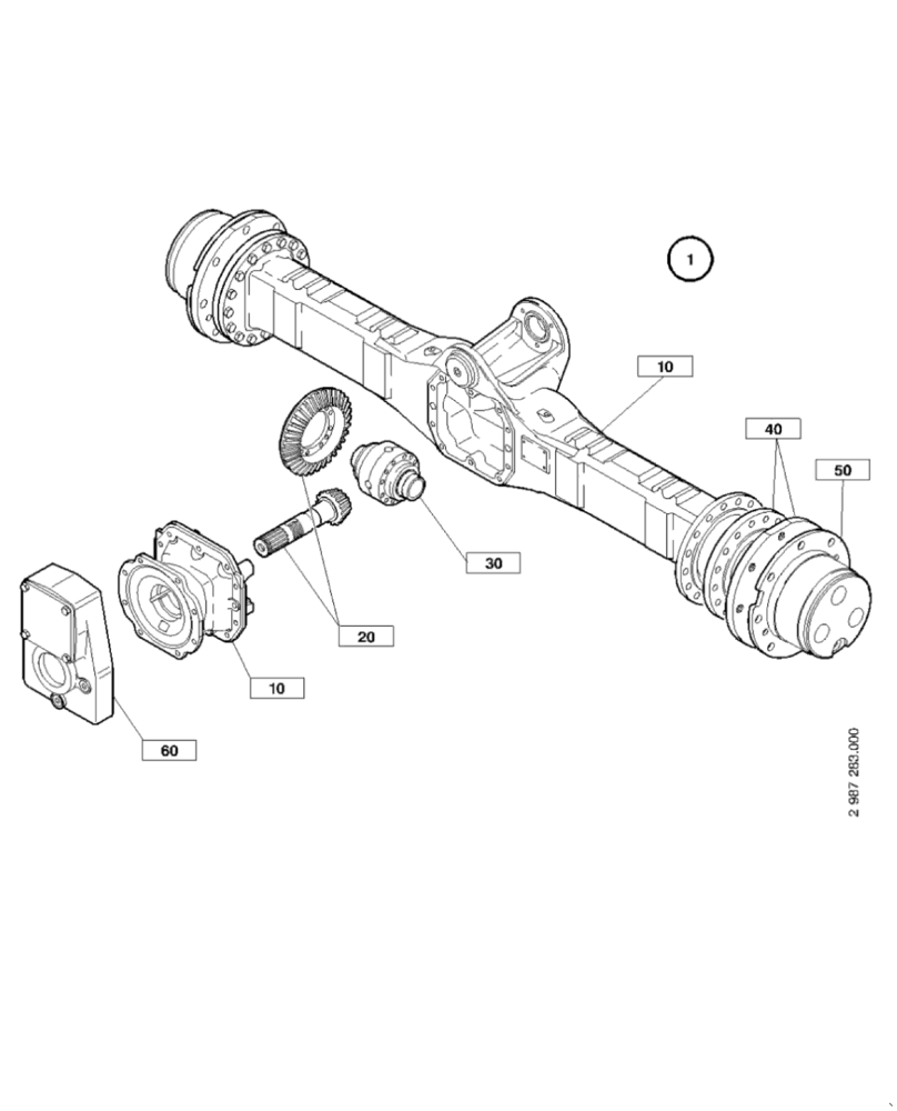 Схема запчастей Case 221E - (02.024[2988874000]) - SWING AXLE STANDARD (27) - REAR AXLE SYSTEM