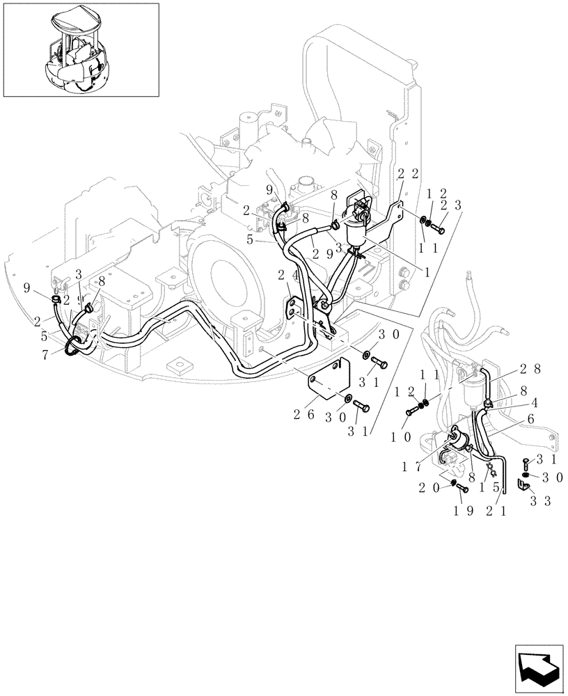 Схема запчастей Case CX27B - (1.010[04]) - FUEL LINES (01) - Section 1