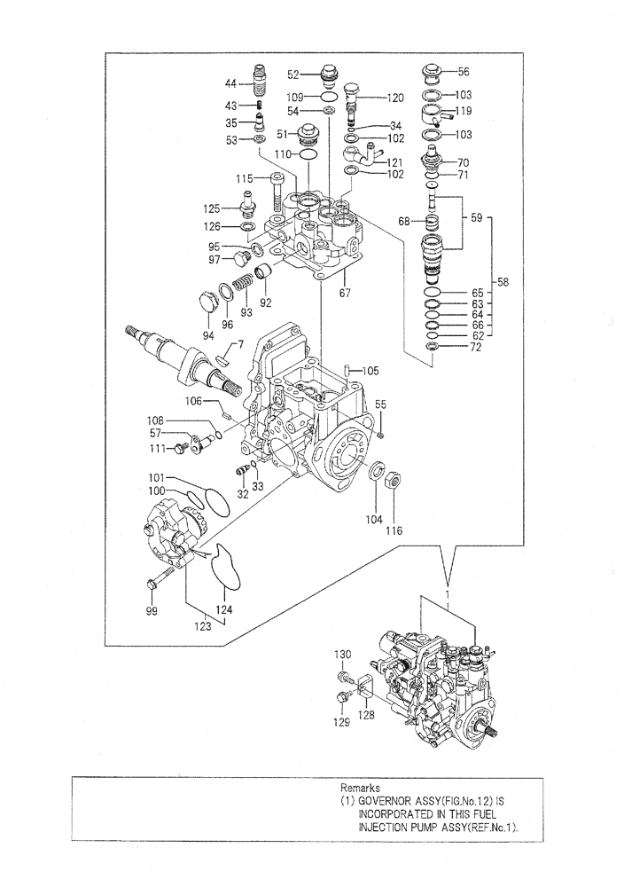 Схема запчастей Case CX36B - (08-011) - FUEL INJECTION PUMP ENGINE COMPONENTS