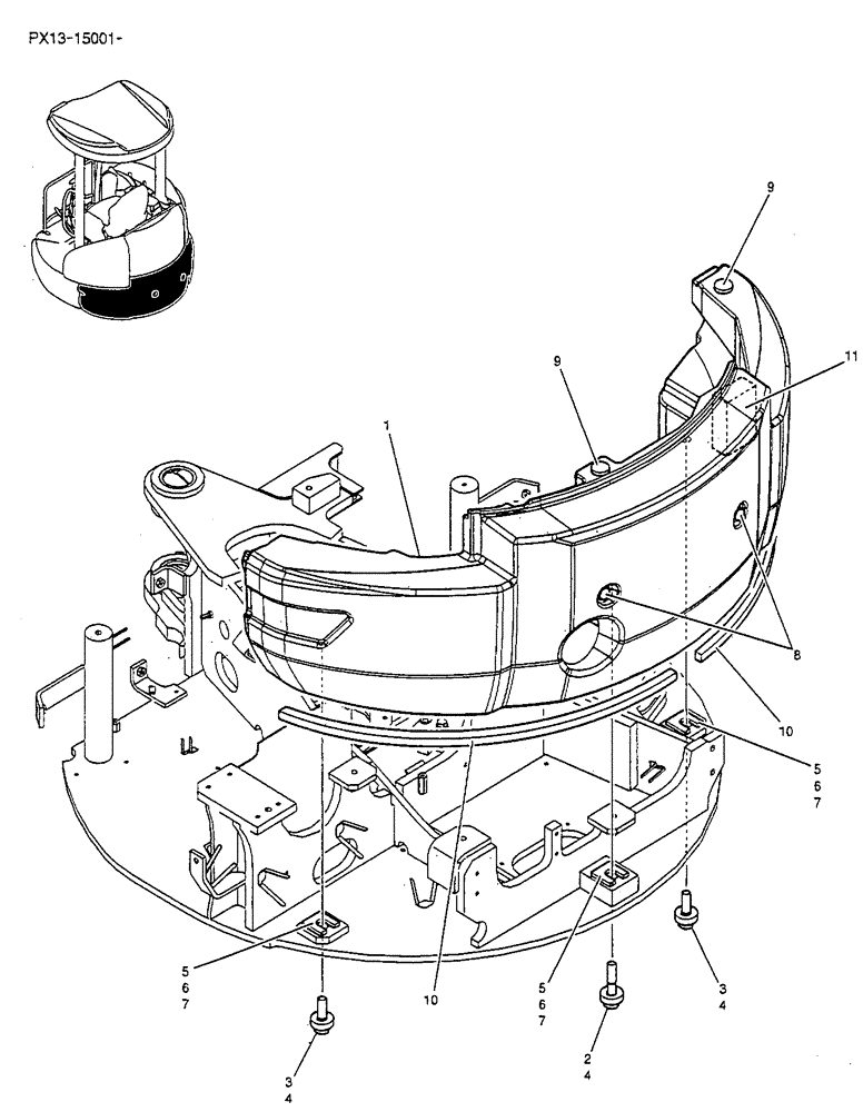 Схема запчастей Case CX36B - (01-004) - COUNTERWEIGHT, INSTAL (39) - FRAMES AND BALLASTING