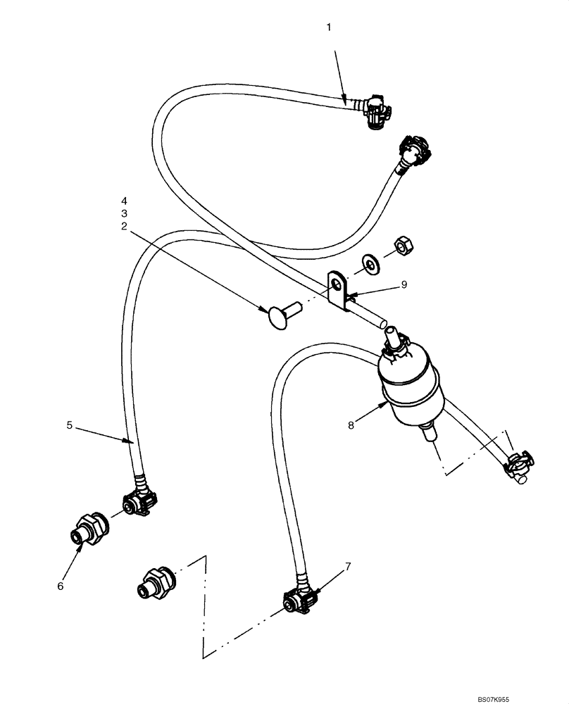 Схема запчастей Case 450CT - (03-01) - FUEL LINES AND FILTER (03) - FUEL SYSTEM