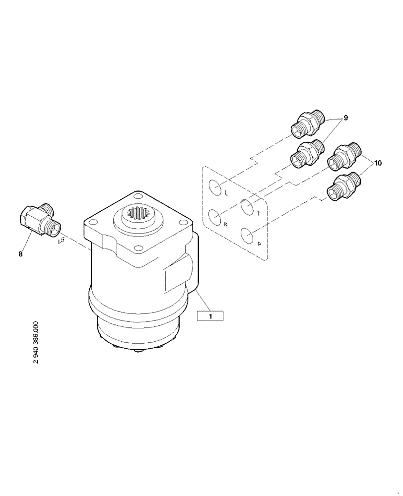 Схема запчастей Case 321E - (23.091[2988663000]) - STEERING VALVE MOUNTING PARTS (35) - HYDRAULIC SYSTEMS