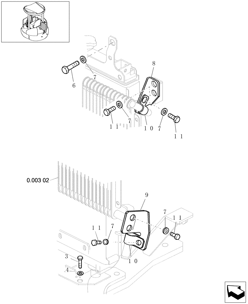 Схема запчастей Case CX22B - (0.003[01]) - RADIATOR - INSTAL (10) - ENGINE