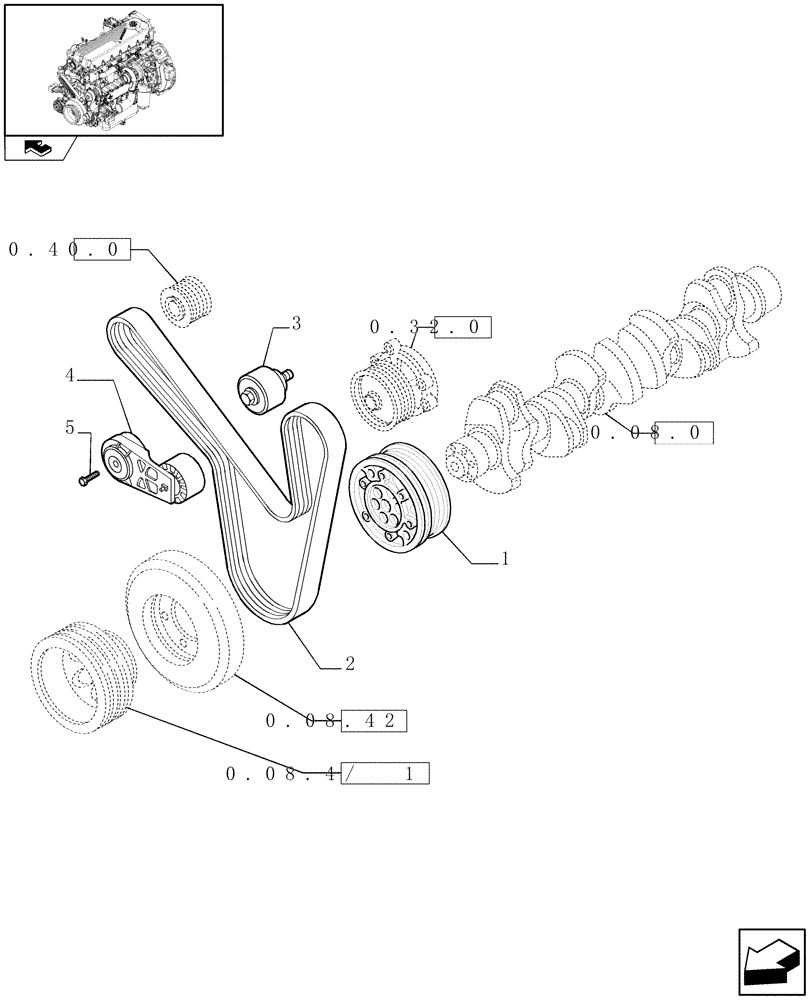 Схема запчастей Case F2CE9684H E003 - (0.08.4) - PULLEY - CRANHSHAFT (504036951) 