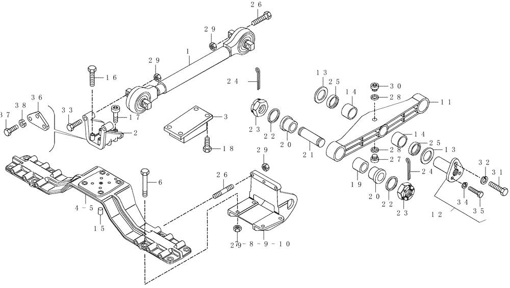 Схема запчастей Case 330 - (39A00000646[01]) - REAR SUSPENSION (11) - AXLES/WHEELS