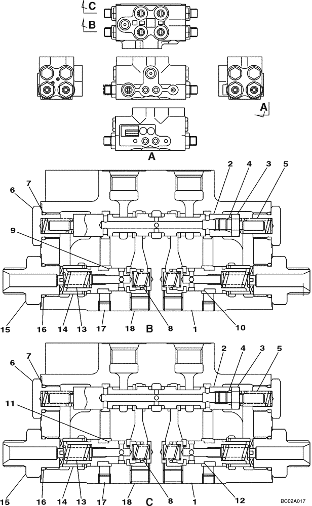 Схема запчастей Case CX210LR - (08-43) - VALVE, CUSHION - PILOT CONTROL LINES (08) - HYDRAULICS