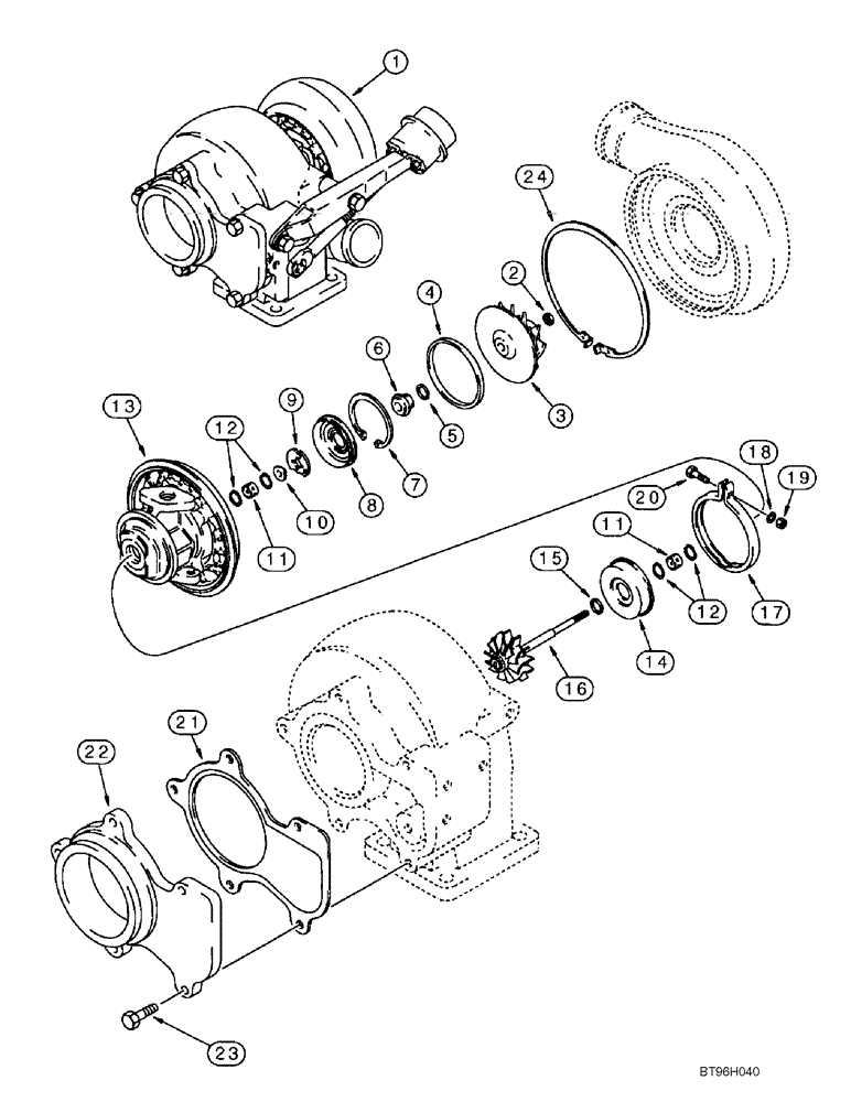 Схема запчастей Case 686G - (2-30) - TURBOCHARGER ASSEMBLY, 4T-390 EMISSIONS CERTIFIED ENGINE (02) - ENGINE